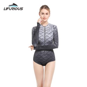 Bikini One Piece Rashguard Mermaid Black Gradient